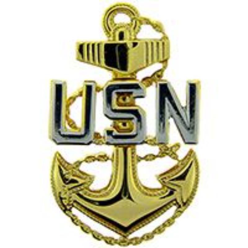 P16412 Pin - USN, Chief Petty Officer Basic - Silver & Gold - 1.25 in.