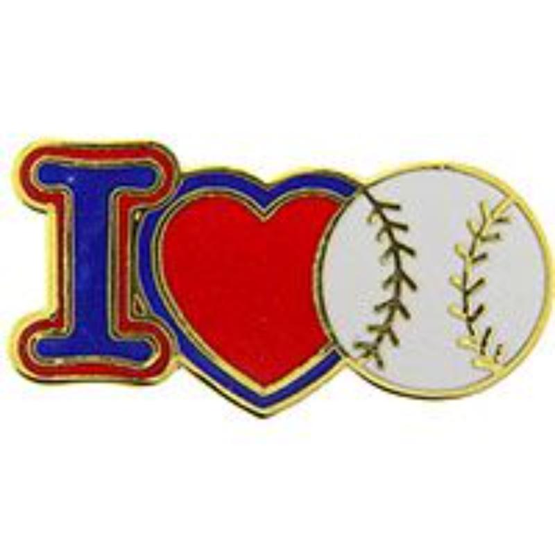 P61616 Pin - Baseball, I Heart - 1 in.