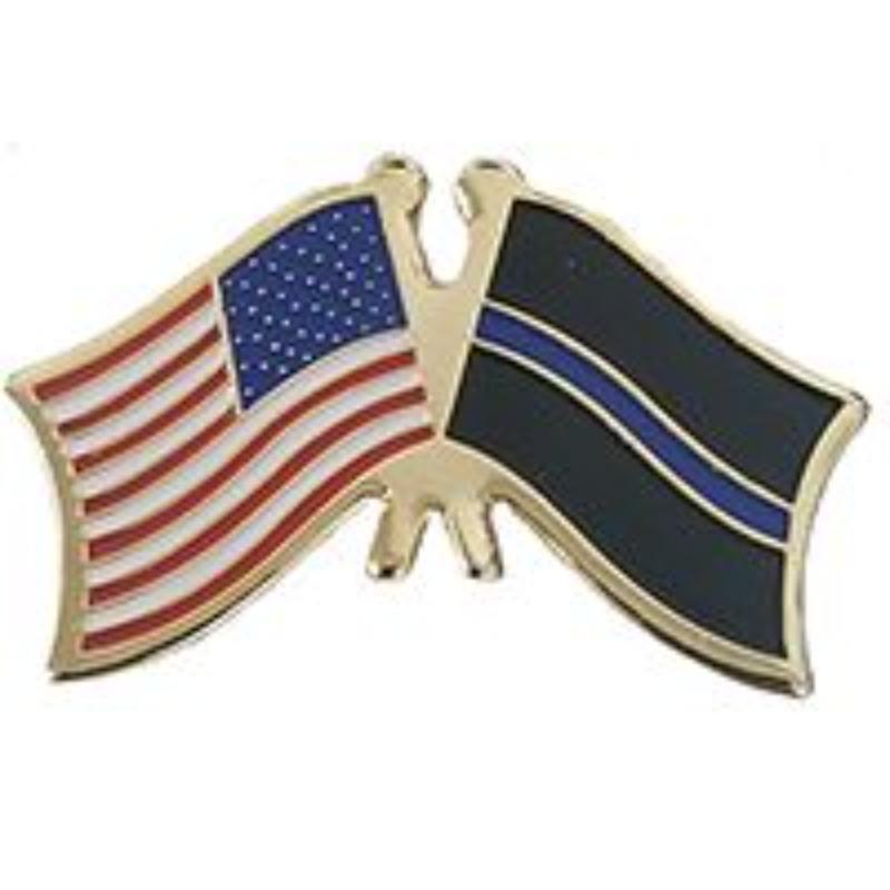 P63330 Pin - Police USA & Blue Line - 1 in.