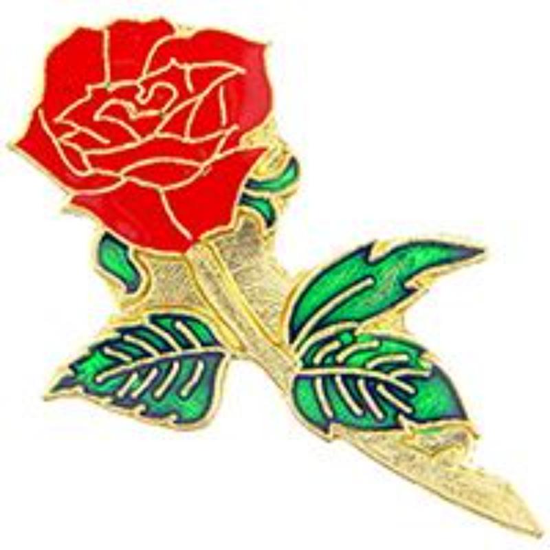 P63630 Pin - Plant, Rose, Red - 1 in.