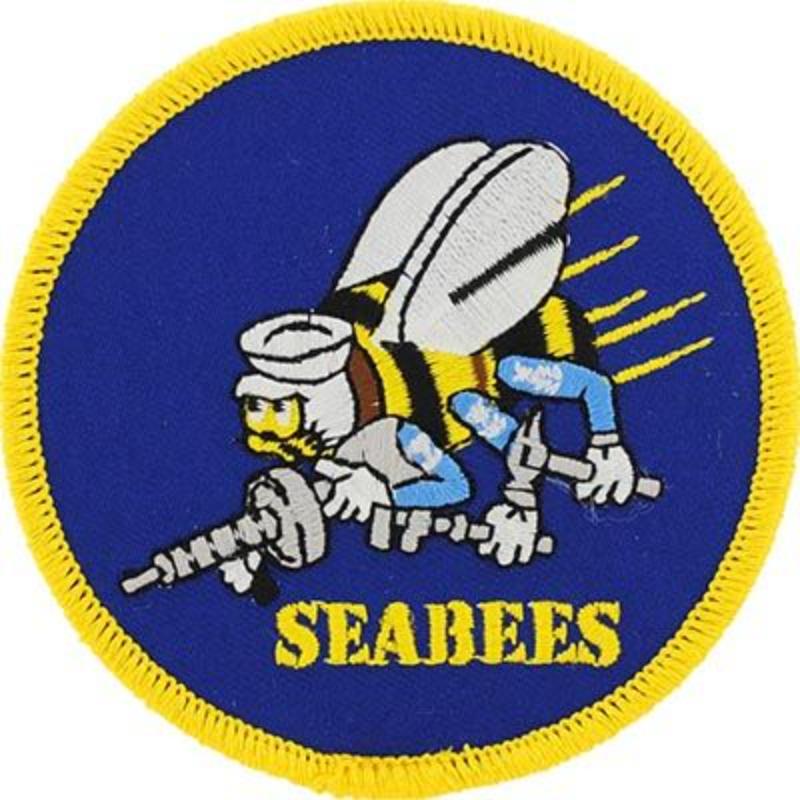 PM0043 Patch - USN, Seabees, Gold - 3.63 in.