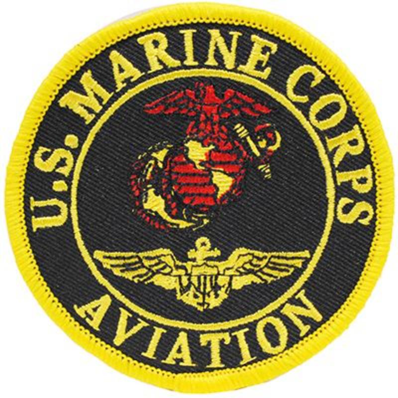PM0182 Patch - USMC, Aviation, USN - Black, Red & Gold - 3.63 in.