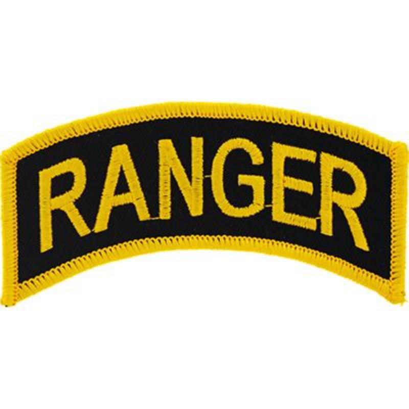 PM0215 Patch - Army, Tab, Ranger - Gold & Black - 4 x 1.5 in.