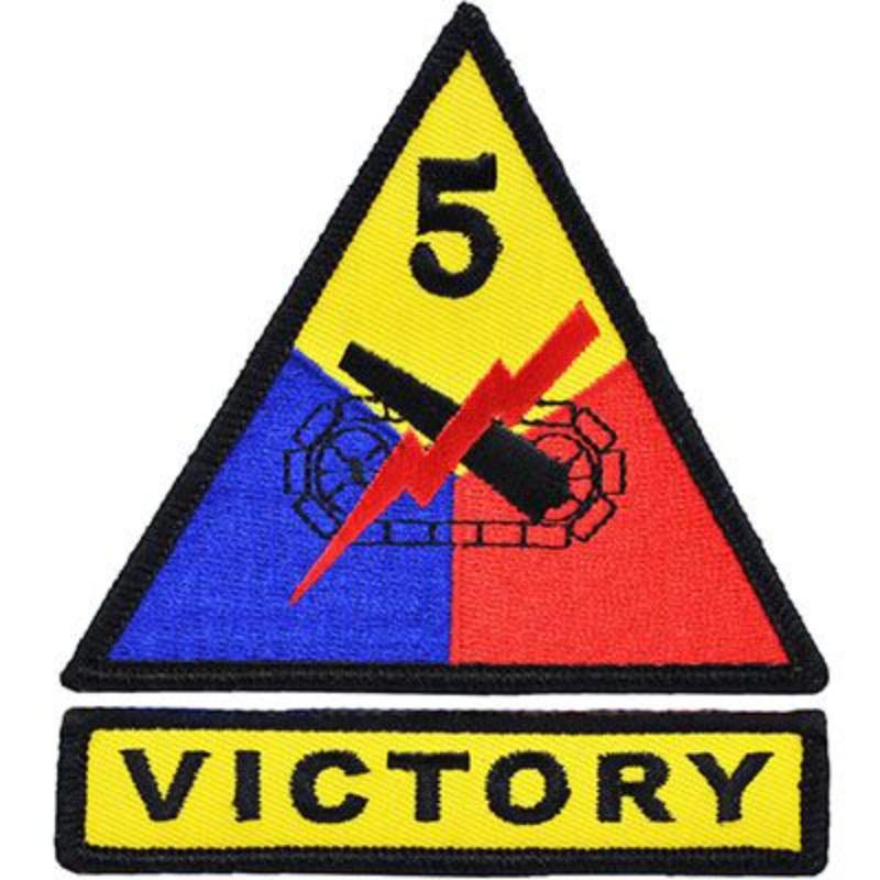 PM0685 Patch - Army, 5th Armored Division - 2 Piece - 3.63 in. Wide