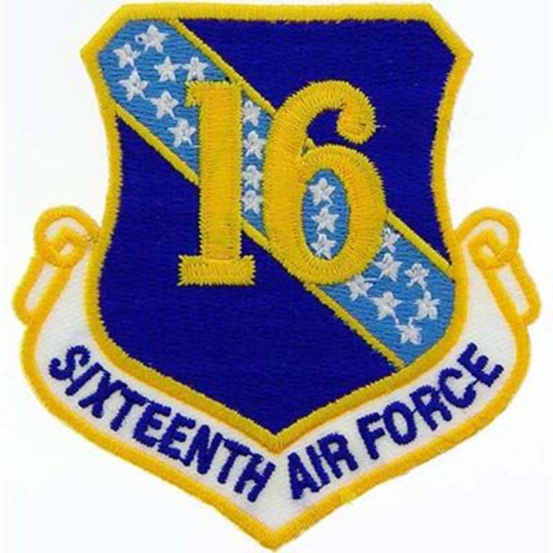 PM0916 Patch - USAF, 16th, Shield - 3.63 in.