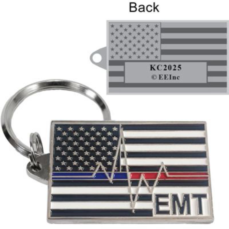 KC2025 Key Ring - EMT, Bright-Shine - Red & Blue - 1.63 in.