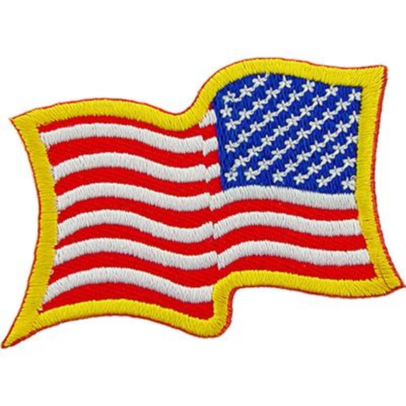 USA Flag Patch - Gold - 3.25 x 2.25 in. - Durable Embroidery