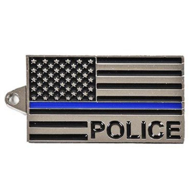 KC2544 Key Ring - Police, Bright-Shine - Blue Line - 1.63 in.