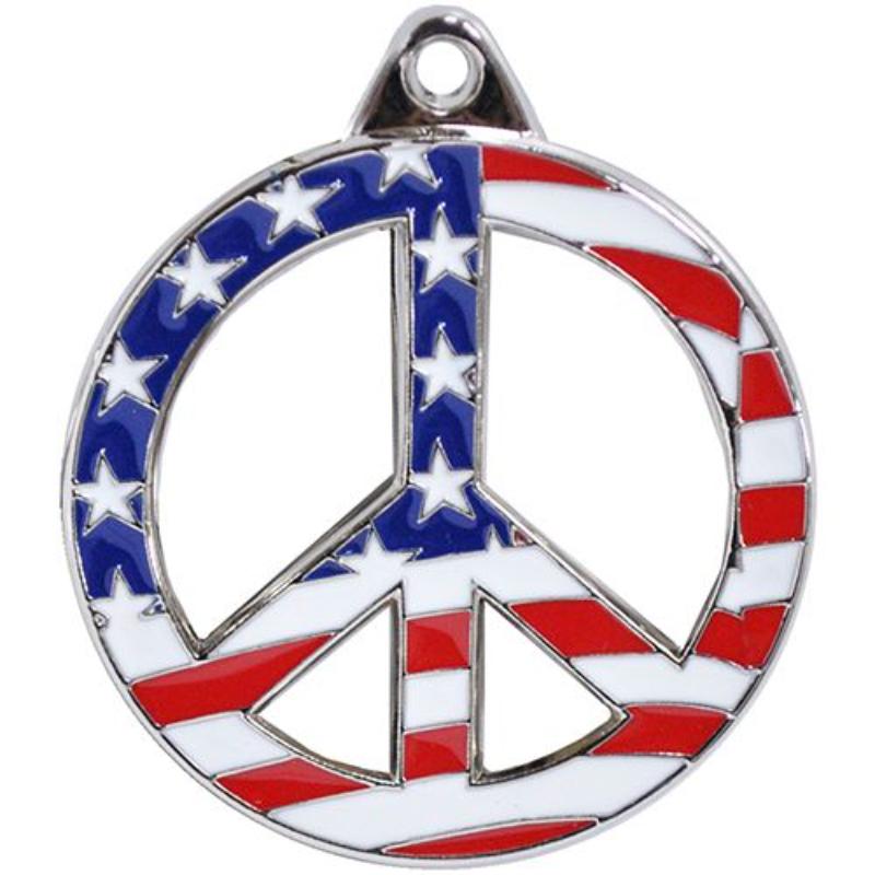 KC2548 Key Ring - Peace Sign - Bright-Shine - 1.5 in.