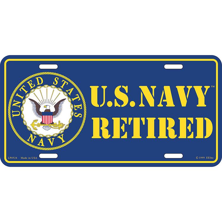 LP0524 License Plate Frame - USN Logo, Retired - 6 x 12 in.