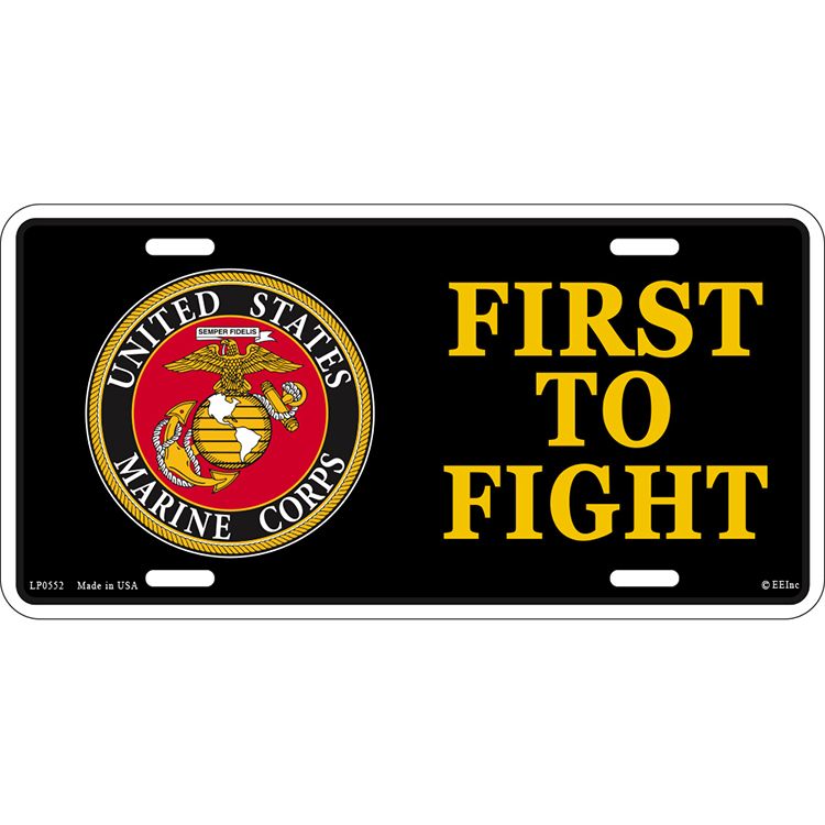 LP0552 License Plate Frame - USMC, First to Fight - 6 x 12 in.