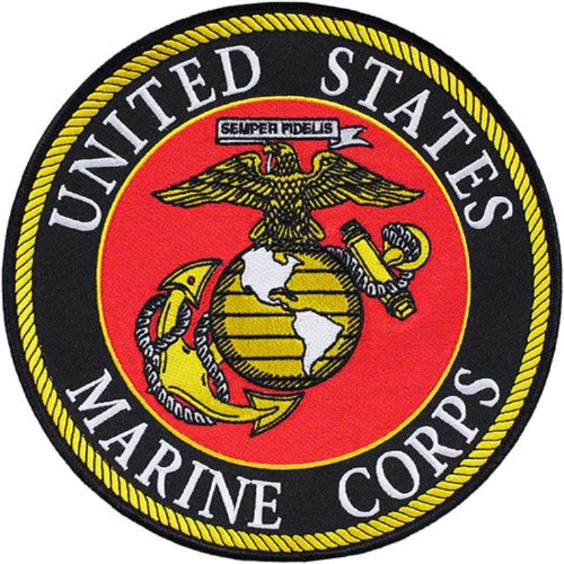 PM9107 Patch - USMC Logo, Silver & Gold - 8 in.