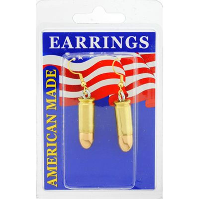 Picture of Eagle Emblems ER9651 Earrings - Bullet&#44; 9 mm - Brass
