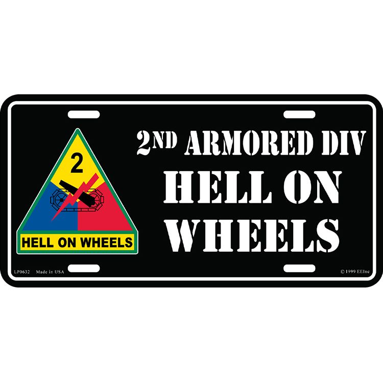 LP0632 License Plate Frame - Army, 2Nd Armored Division - 6 x 12 in.