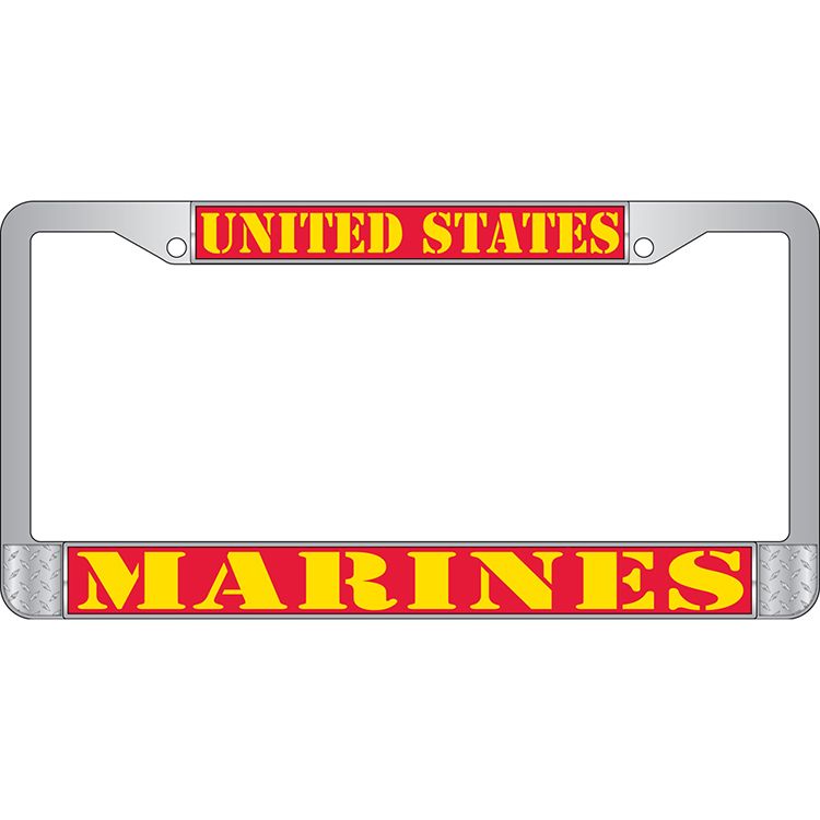 LP3924 Chrome License Plate Frame, USMC - 6 x 12 in.
