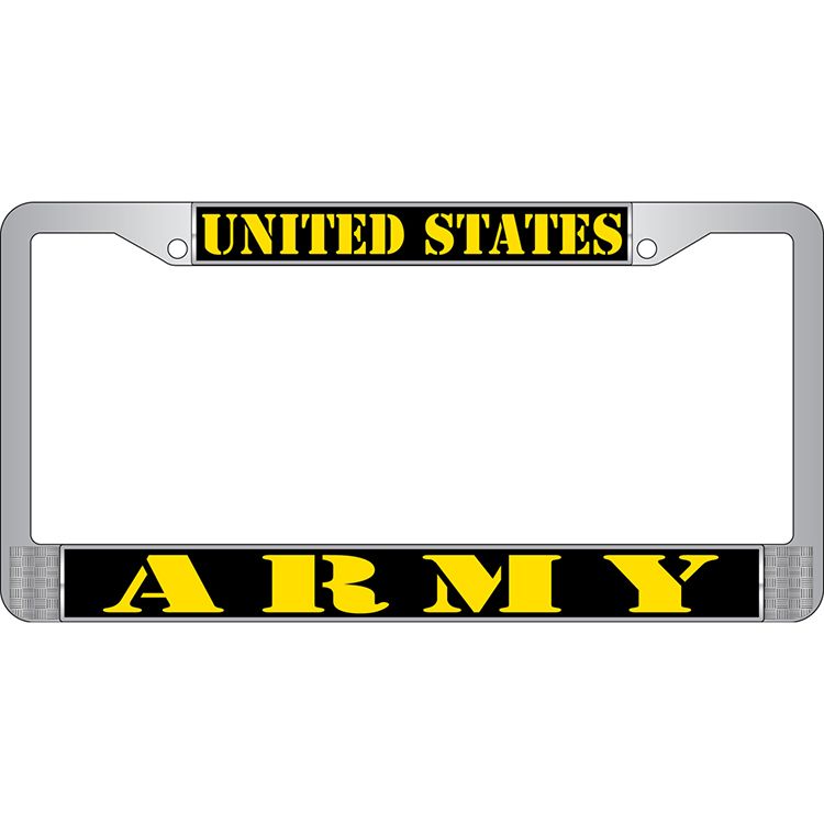 LP3929 Chrome License Plate Frame, Army - 6 x 12 in.