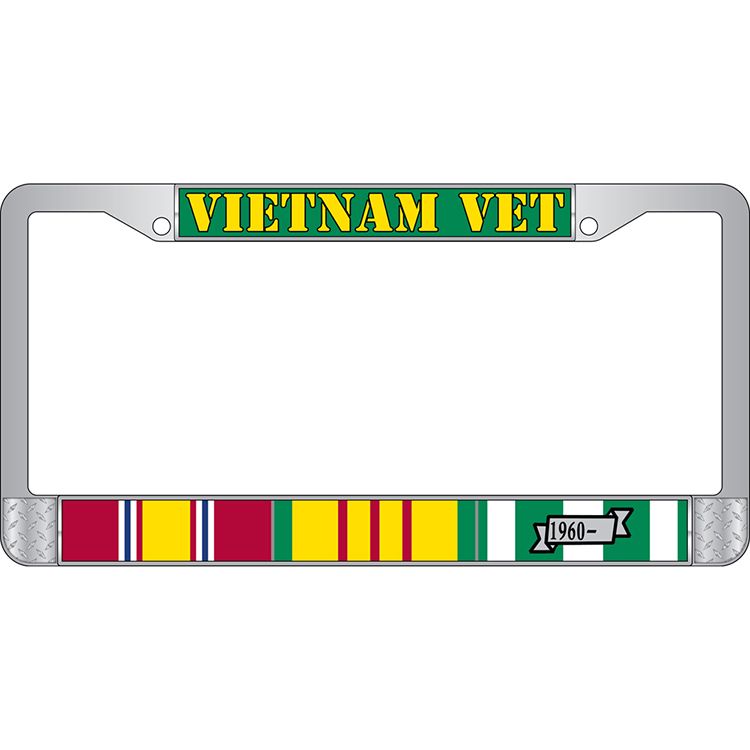 Picture of Eagle Emblems LP3984 Chrome License Plate Frame&#44; Vietnam Veteran - 6 x 12 in.