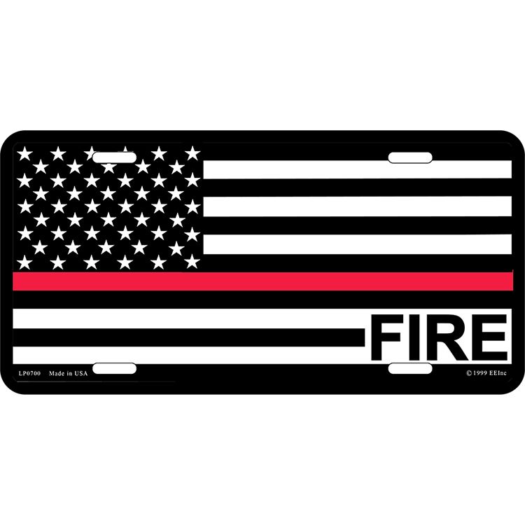 LP0700 License Plate Frame - Fire, USA Red Line - 6 x 12 in.