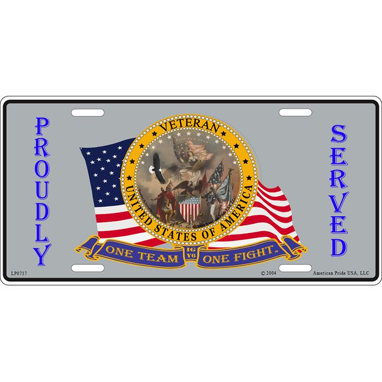 LP0717 License Plate Frame - U.S. Veteran - 6 x 12 in.