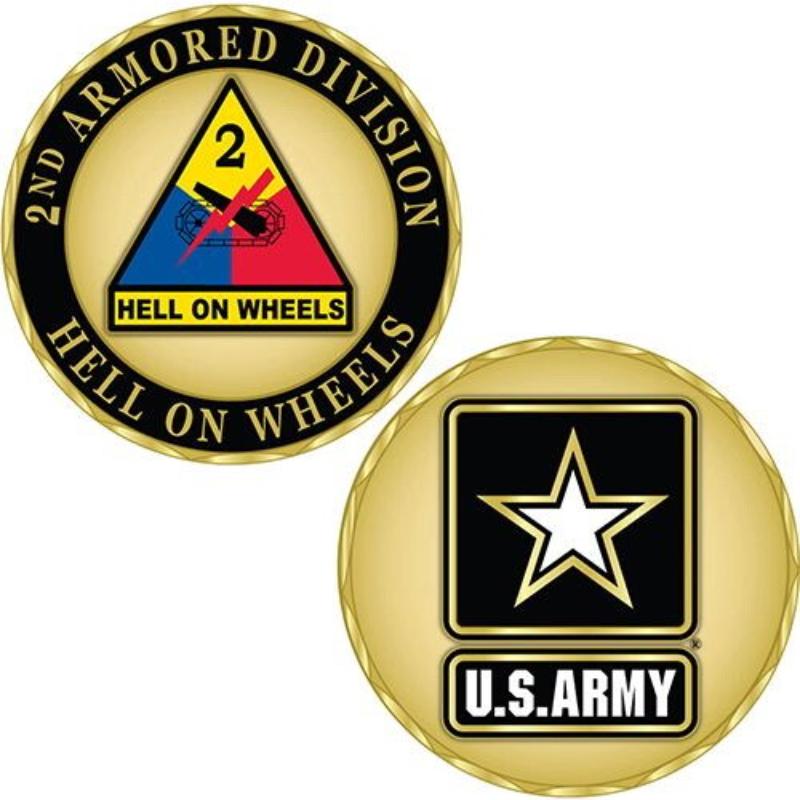 CH1076 Challenge Coin - Army, 2nd - Armor Division - 1.75 in.