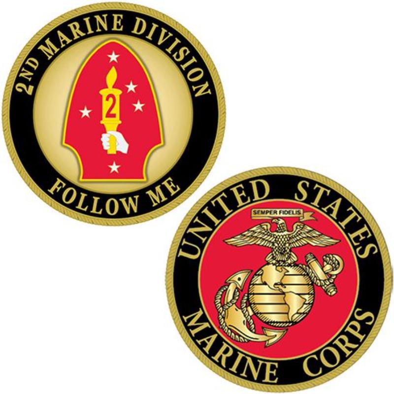 CH1226 Challenge Coin - USMC, 2nd - Marine Division - 1.75 in.