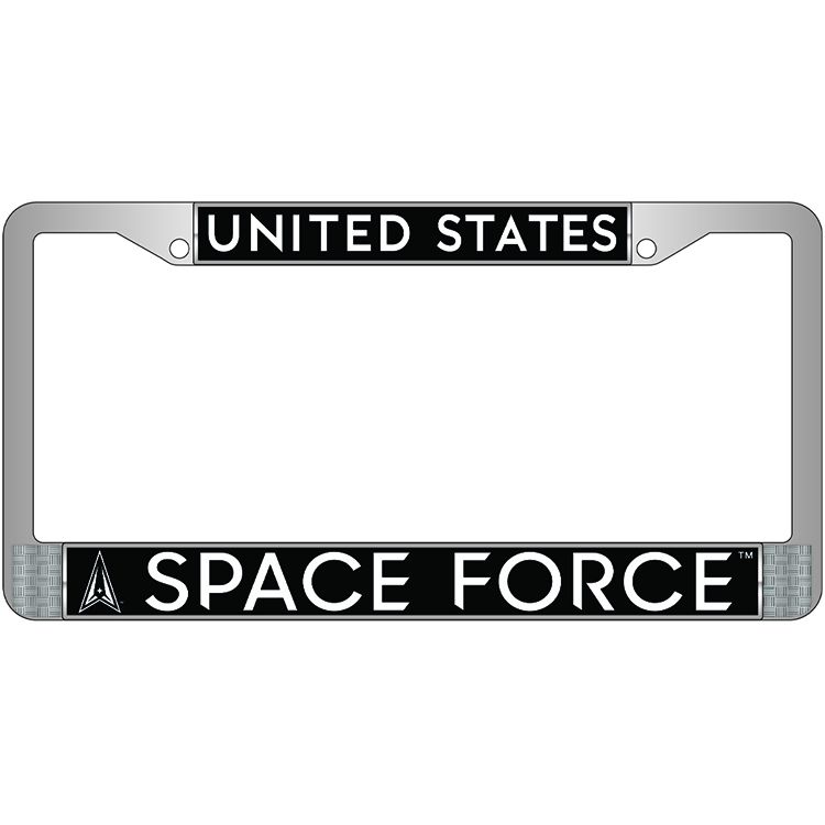 LP3810 Chrome License Plate Frame, USSF Space Force - 6 x 12 in.