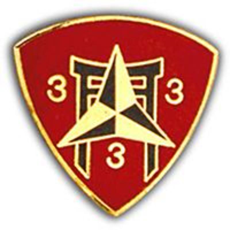 P15904 Pin - USMC, 3 & 3 & 3, Marines - 1 in.