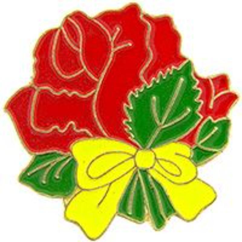 P61913 Pin - Plant, Rose with Bow - 1 in.