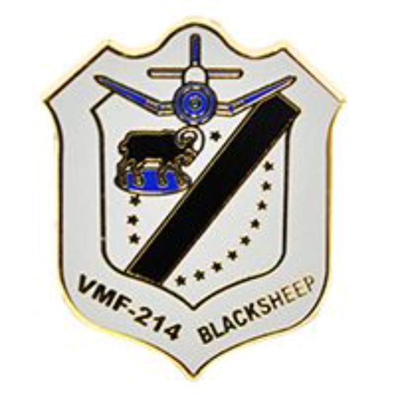 P62802 Pin - USMC, VMF - 214, Black - Shep - 1.125 in.