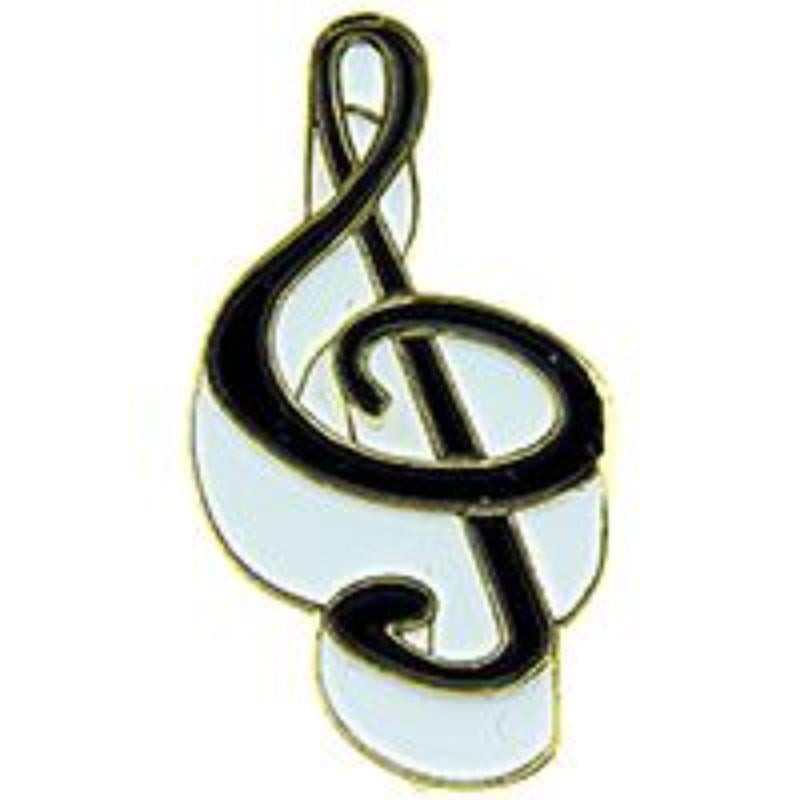P63329 Pin - Music, Note, G Cleff - Black - 1 in.