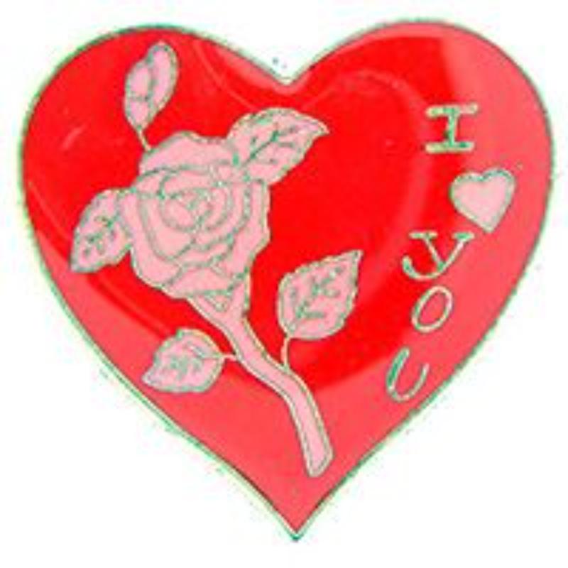 P63799 Pin - Hol, Heart, Rose - Pink & Red - 1 in.
