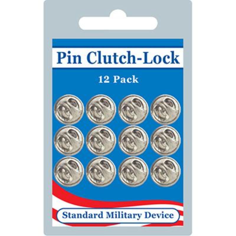 PB011 Pin Back - Metal Clutch - Silver - Pack of 12