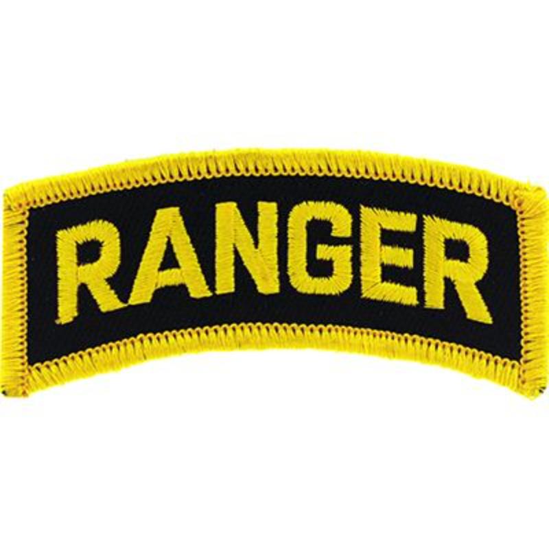 PM0102 Patch - Army, Tab, Ranger - Gold & Black - 3 x 1 in.