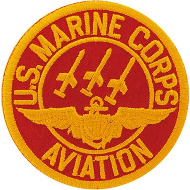 PM0193 Patch - USMC, Aviation, USN - Red & Gold - 3.63 in.