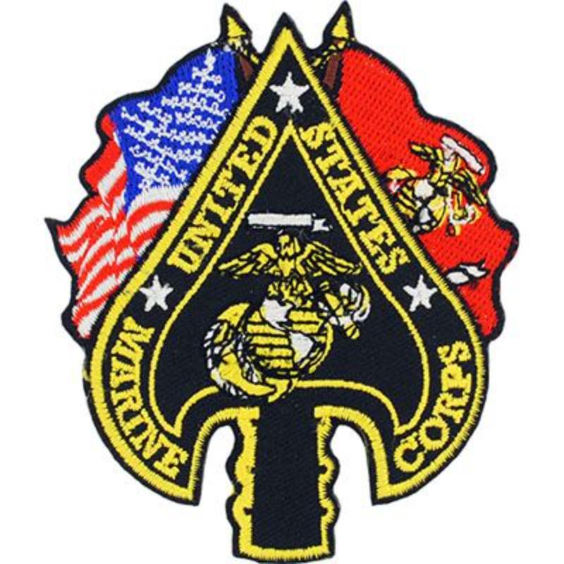 PM0411 Patch - USMC, Spade, Flags - 3.5 in.