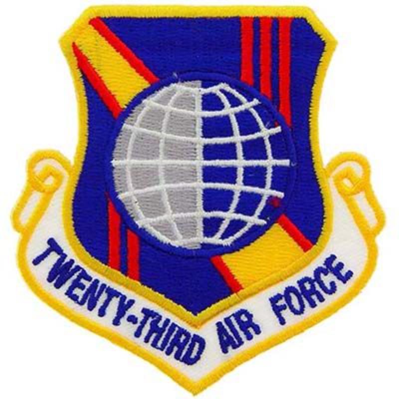 PM0923 Patch - USAF, 23rd, Shield - 3.63 in.