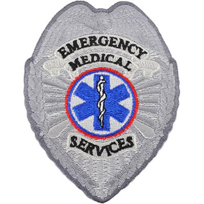 PM4106 Patch - EMS, Shield - Silver - 3.75 in.
