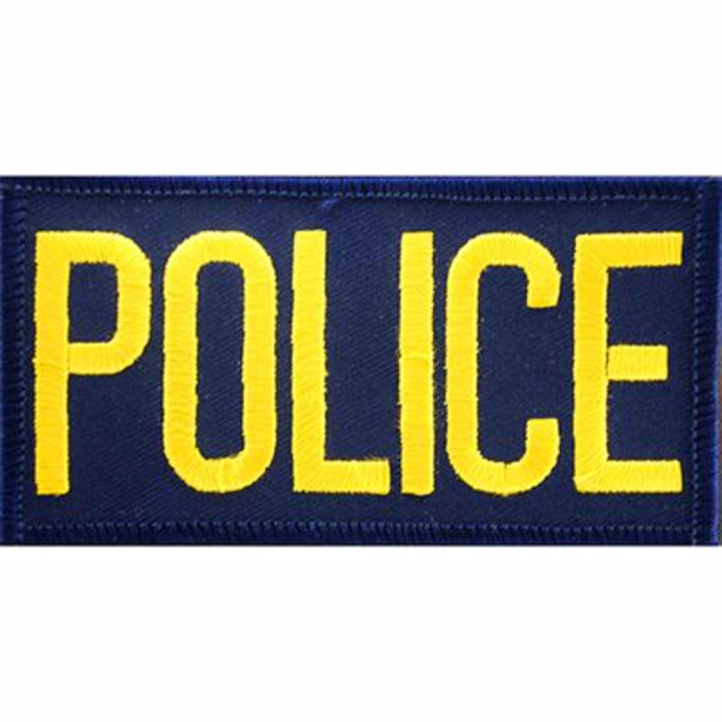 PM4113 Patch - Police Tab - Yellow & Blue - 4 x 2 in.