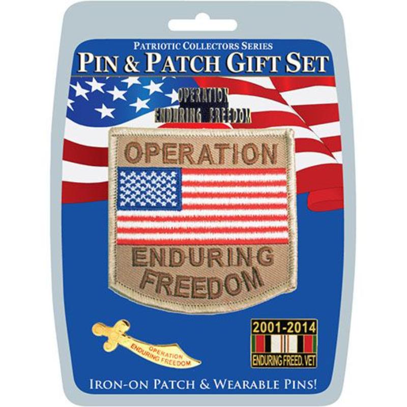 Picture of Eagle Emblems DIS0007 Gift Set - Enduring Freedom - 3 Pins & 1 Patch