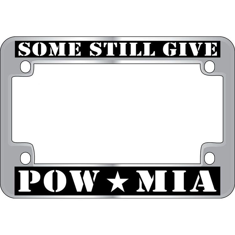 LP2940 Chrome License Plate Frame, Pow Mia - 5 x 7.25 in.