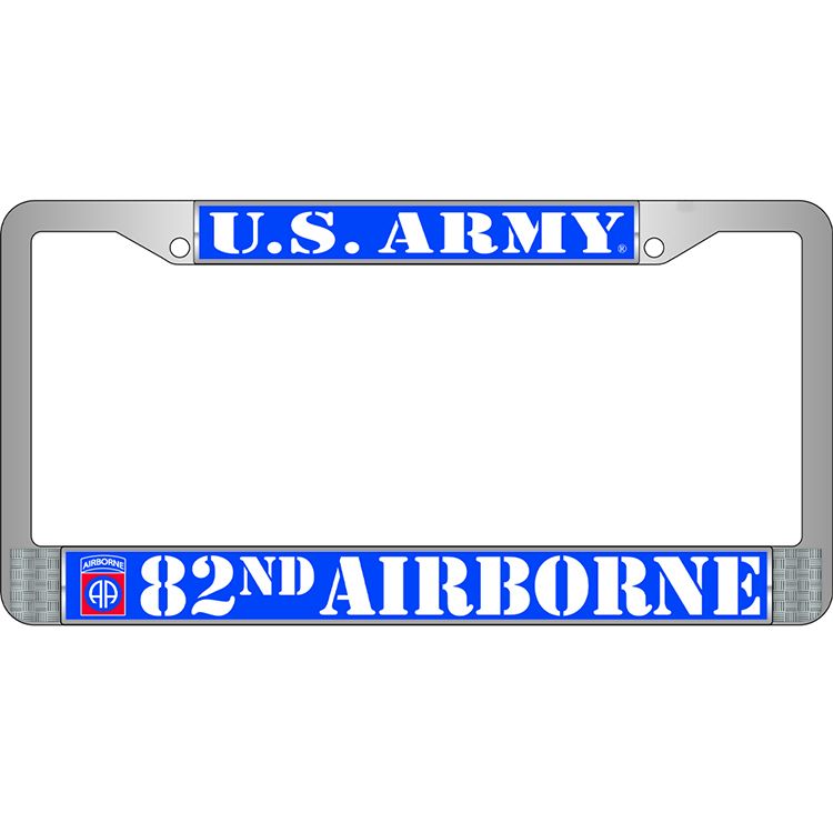 LP3932 Chrome License Plate Frame, Army, 82nd - 6 x 12 in.