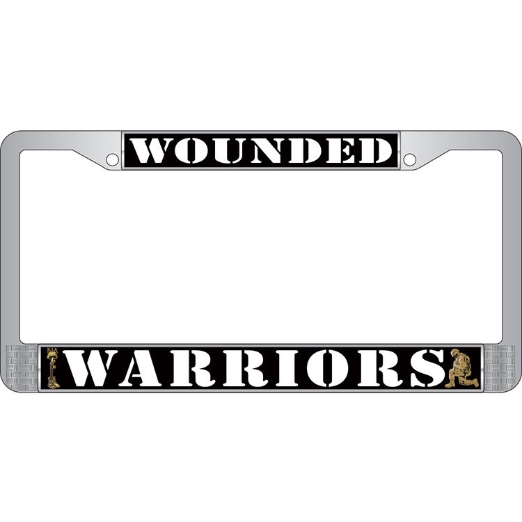 Picture of Eagle Emblems LP3941 Chrome License Plate Frame&#44; Wounded Warrior - 6 x 12 in.