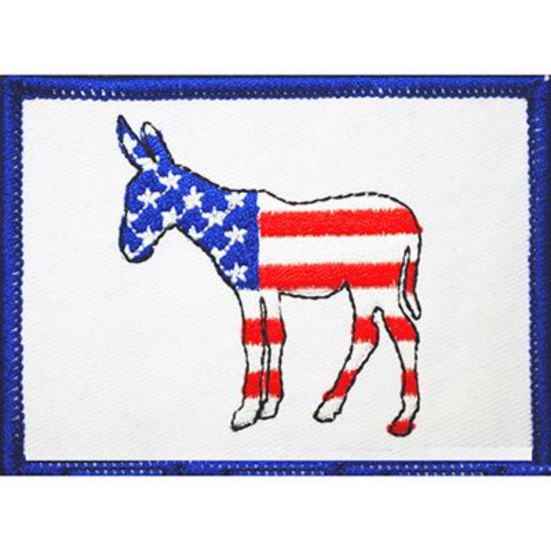 PM3871V Patch - USA, Party, Democrat - Cloth Hook & Eye - 3.5 x 2.25 in.