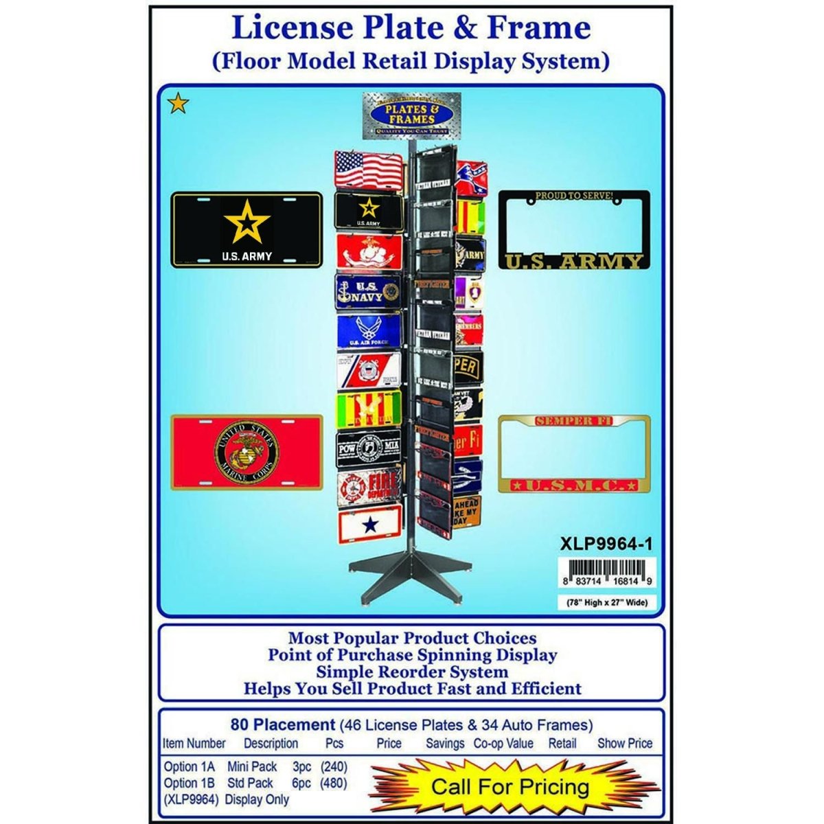 Picture of Eagle Emblems XLP9964-1 License Plates & Frames Display - 80 Placements