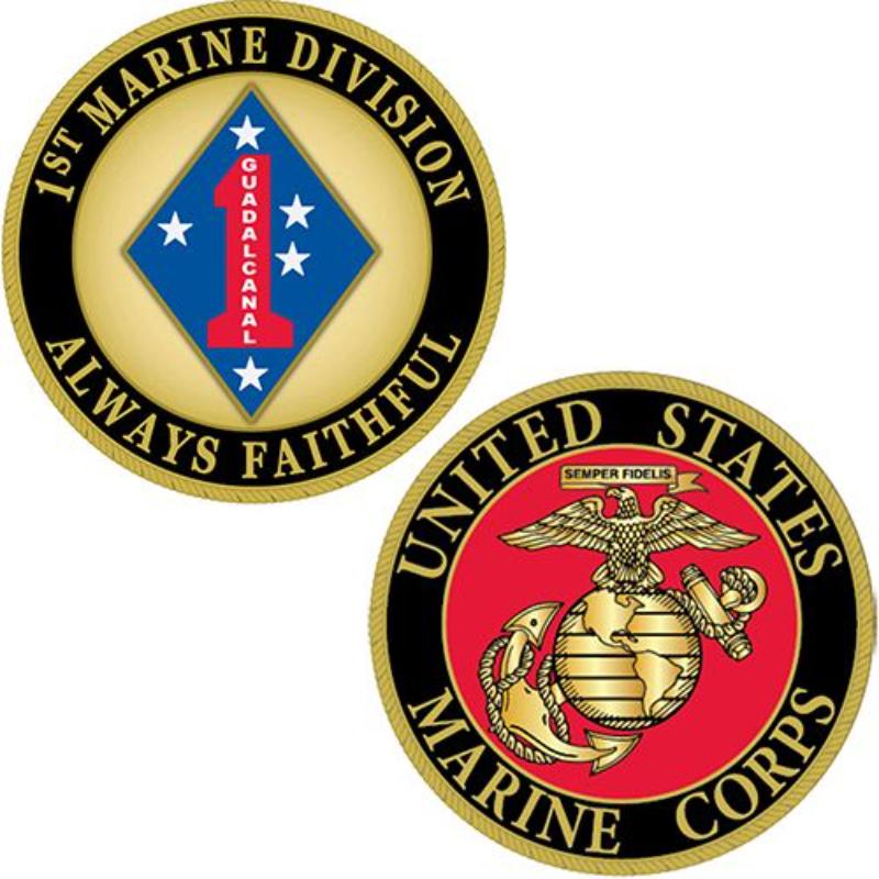 CH1225 Challenge Coin - USMC, 1st Marine Division - 1.75 in.