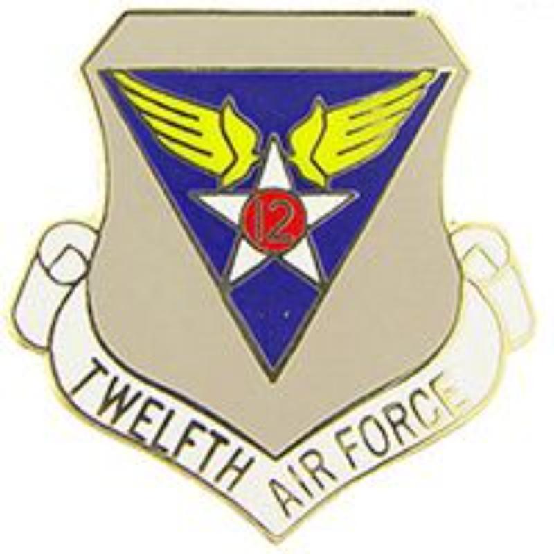 P15959 Pin - USAF, 12th, Shield - 1 in.