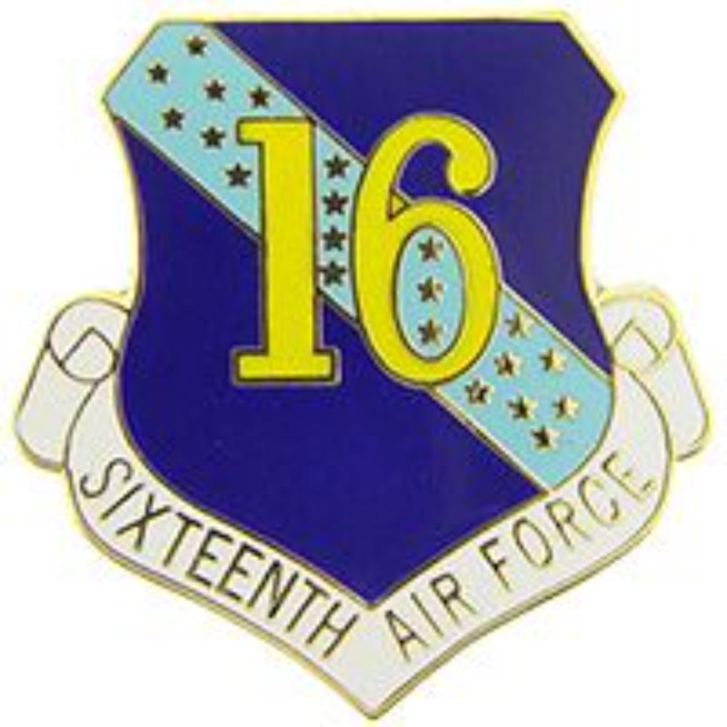 P15963 Pin - USAF, 16th, Shield - 1 in.