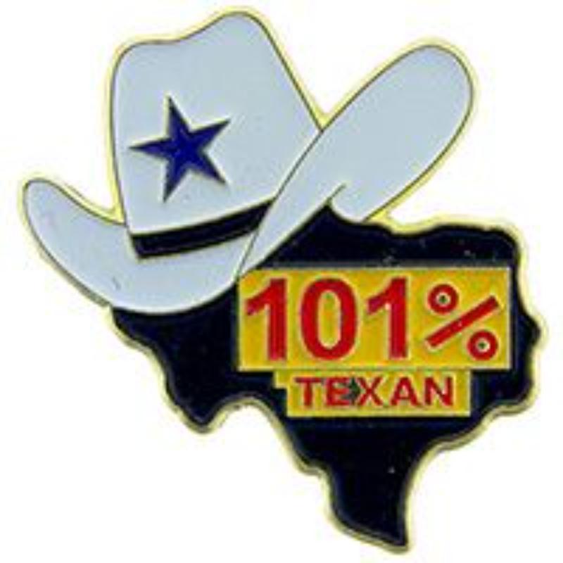 P60325 Pin - Texan, Hat - 11 Percent - 1 in.