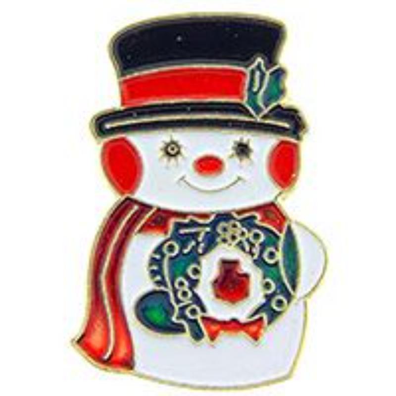 P61842 Pin - Hol, Xmas, Snowman with WR - 1 in.