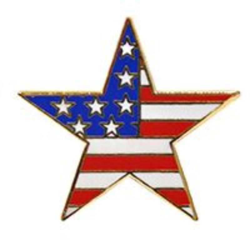 P63869 Pin - USA, Flag, Star - 1 in.